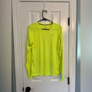 Nike Pro DRI FIT Long Sleeve Neon Running Top Size M